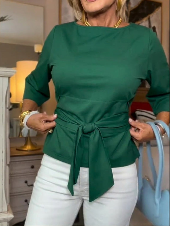 Diana – Elegantes Baumwoll Top mit Taillenbindung