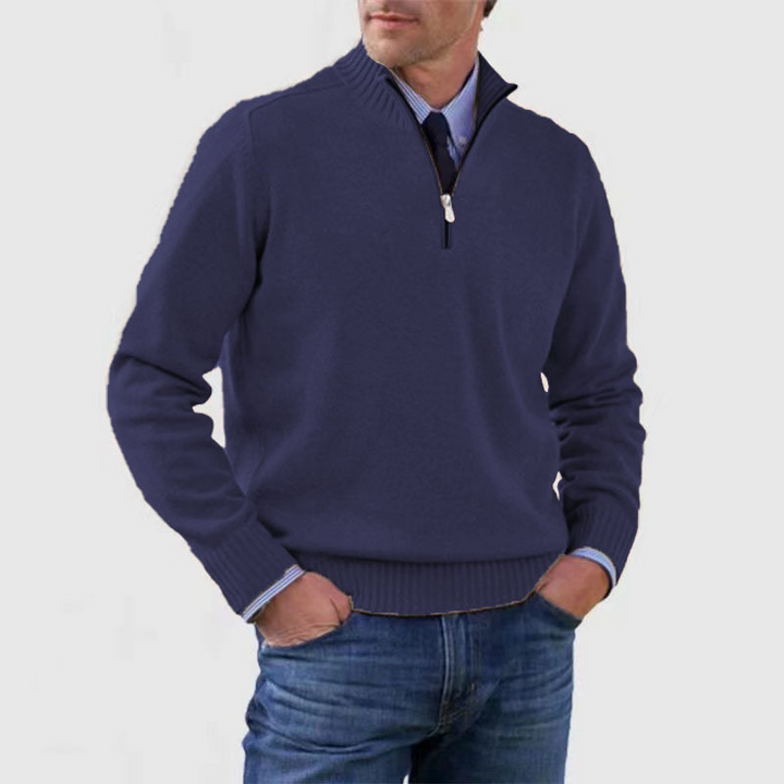 Hermann | Stilvoller Herrenpullover mit Halbreißverschluss