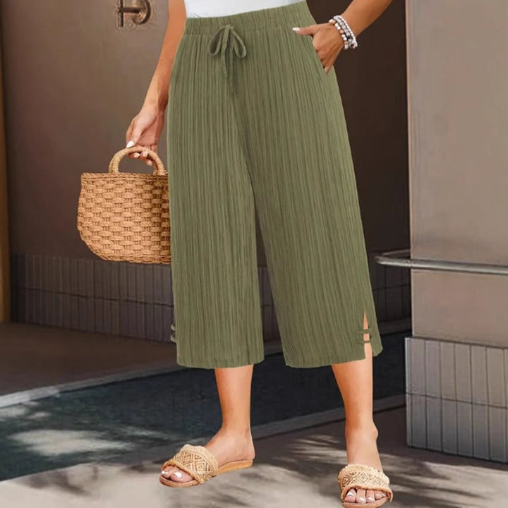 Soraya – Gerippte Caprihose mit weitem Bein