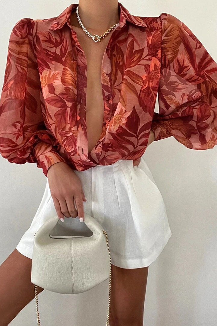 Jane | Blumenbluse mit Puffärmeln für Damen