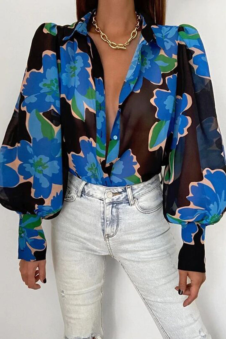 Jane | Blumenbluse mit Puffärmeln für Damen