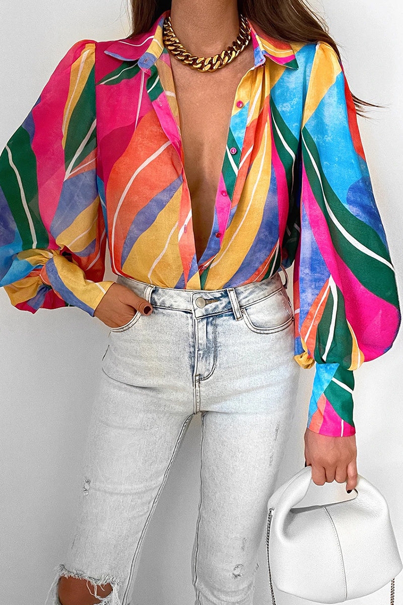 Jane | Blumenbluse mit Puffärmeln für Damen