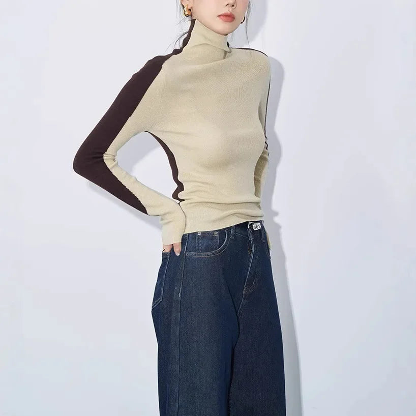 Blair | Kontrastärmel Mock Neck Top