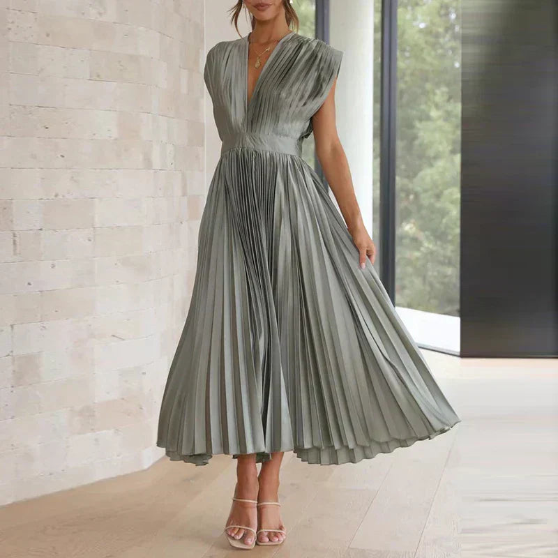 Adela™ | Elegantes Plissiertes Maxikleid