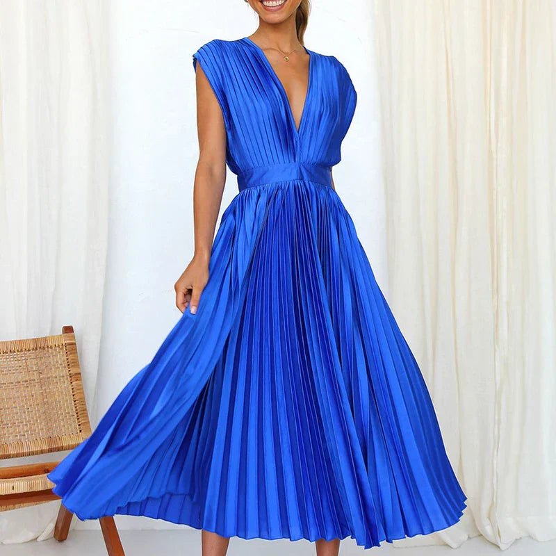 Adela™ | Elegantes Plissiertes Maxikleid