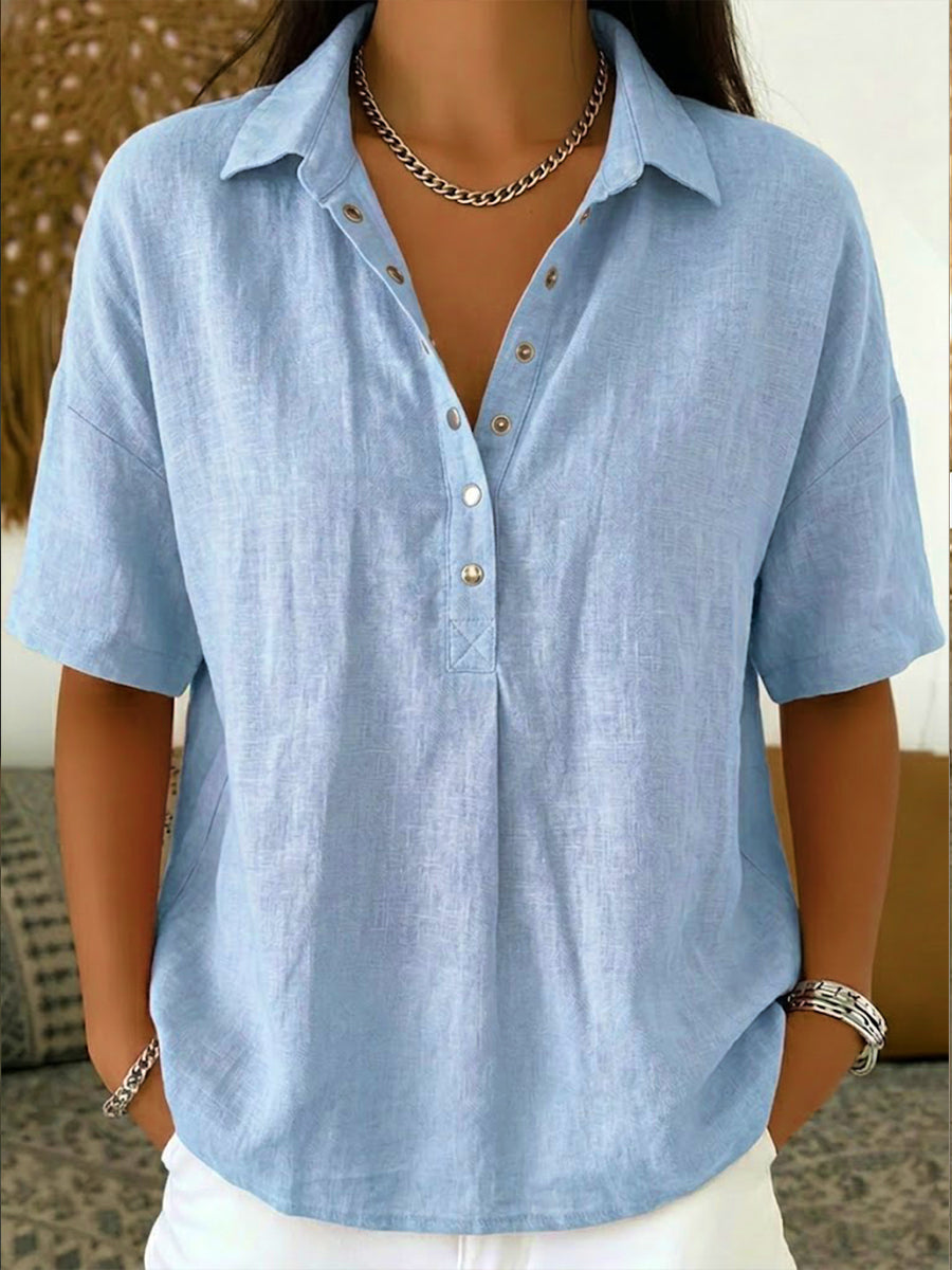 Aria – Baumwoll-Leinen Bluse mit Knöpfen