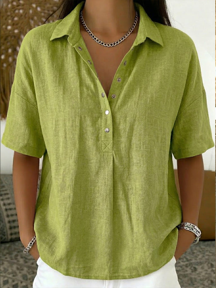 Aria – Baumwoll-Leinen Bluse mit Knöpfen