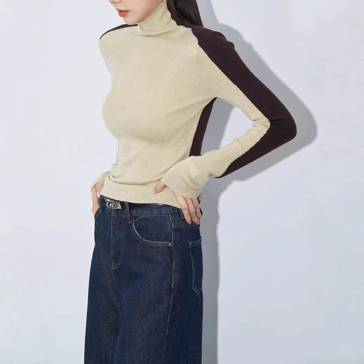 Blair | Kontrastärmel Mock Neck Top