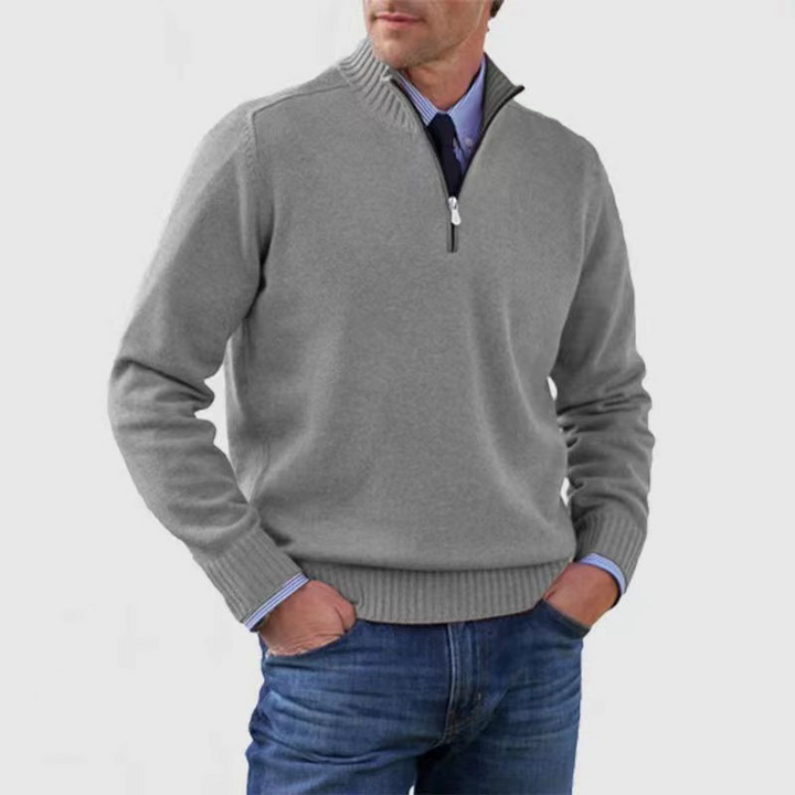 Hermann | Stilvoller Herrenpullover mit Halbreißverschluss