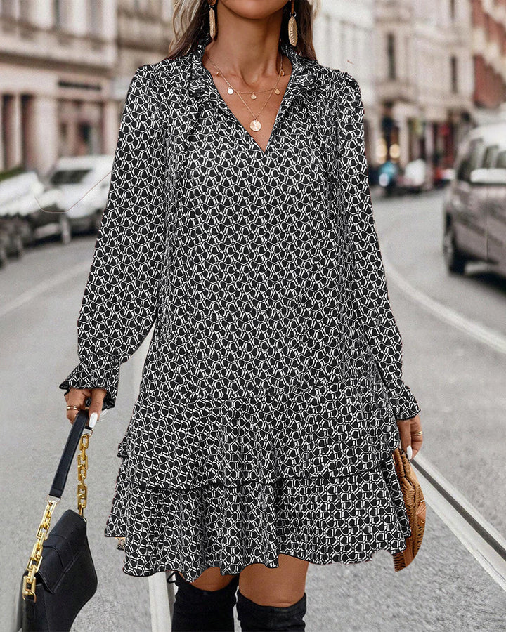 LAVINIA I BEDRUCKTES LANGARMKLEID