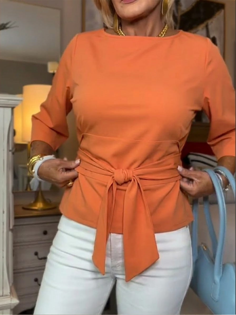Diana – Elegantes Baumwoll Top mit Taillenbindung