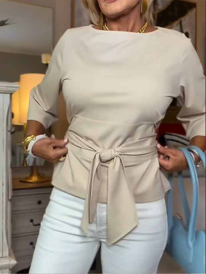 Diana – Elegantes Baumwoll Top mit Taillenbindung