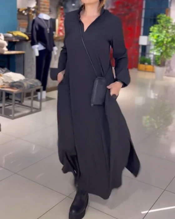 Amara™ | Langes, lockeres Kleid mit seitlichen Schlitzen