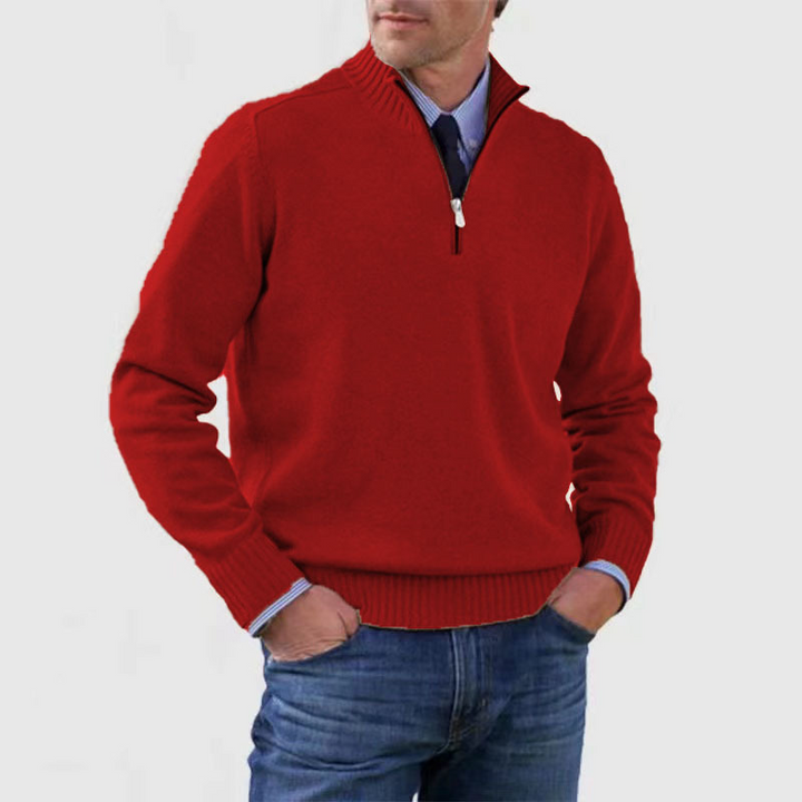 Hermann | Stilvoller Herrenpullover mit Halbreißverschluss
