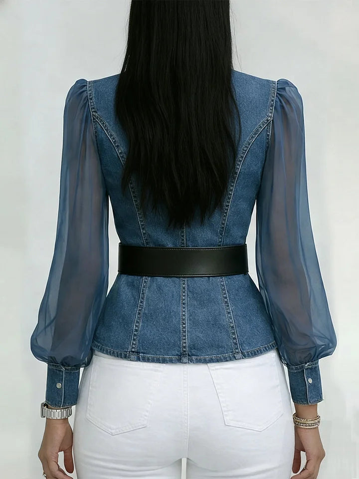 Olivera – Strukturierte Denim-Bluse