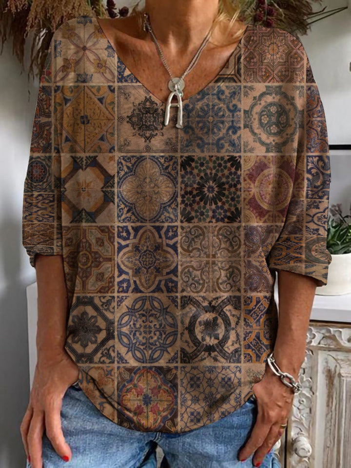 Damen Plus-Size Print Tops – Elegante Muster in L–XXXL