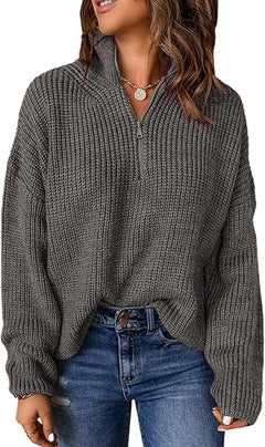Yvonne | Eleganter Damenpullover mit V-Ausschnitt und Polokragen