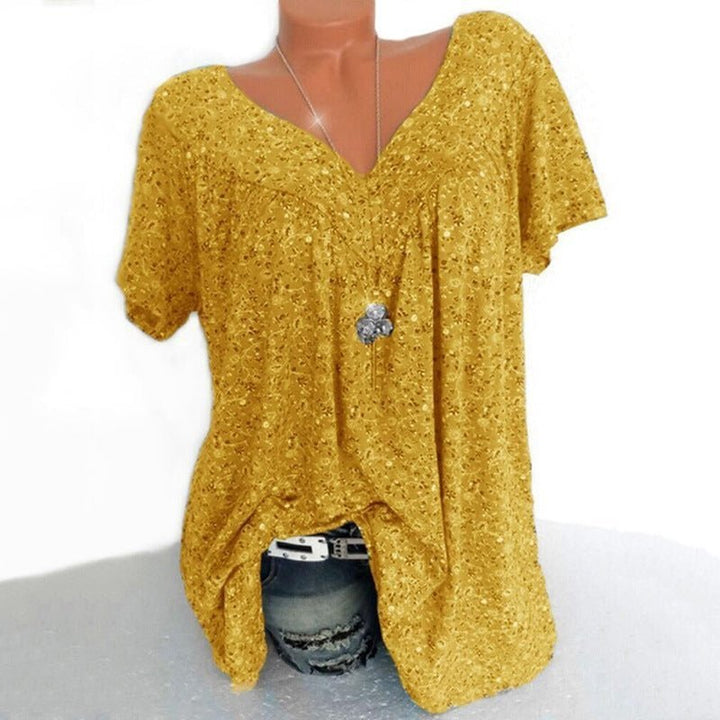 Léa – Blumen V-Ausschnitt Shirt