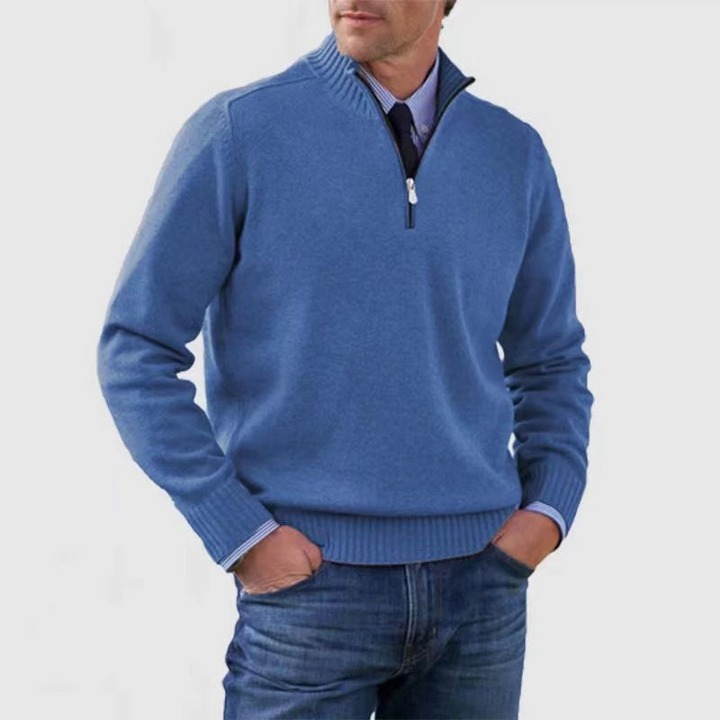 Hermann | Stilvoller Herrenpullover mit Halbreißverschluss