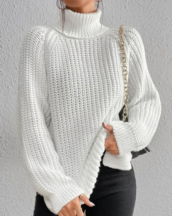 Millicent | Gemütlicher Rippstrick-Stehkragenpullover