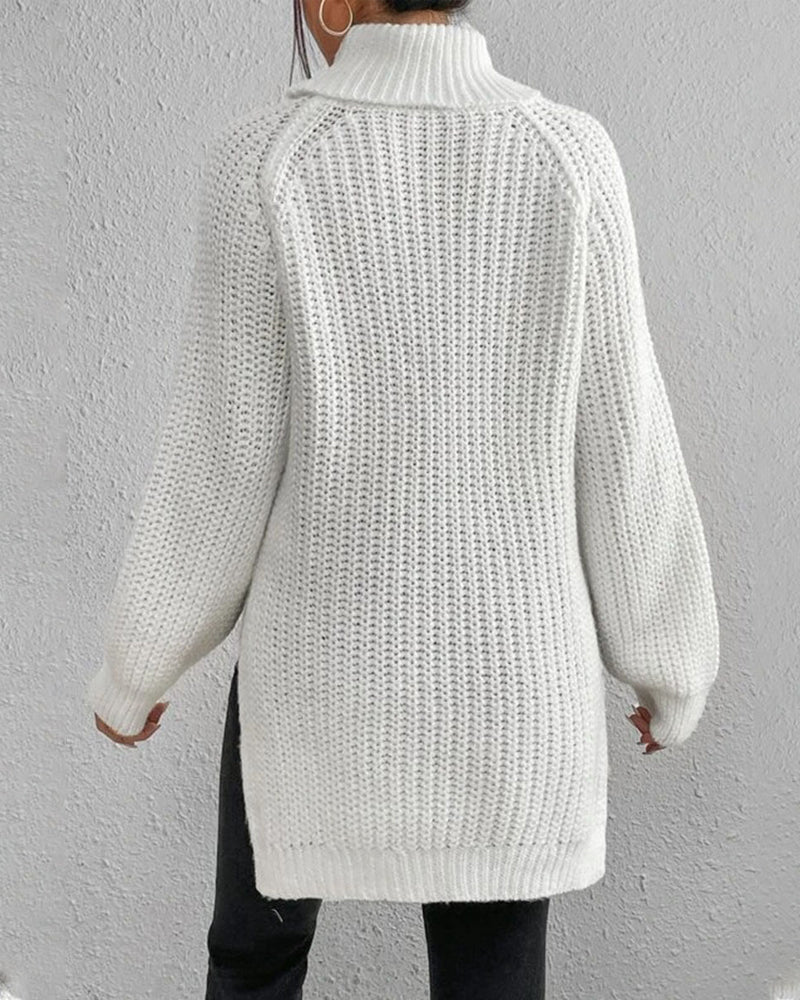 Millicent | Gemütlicher Rippstrick-Stehkragenpullover