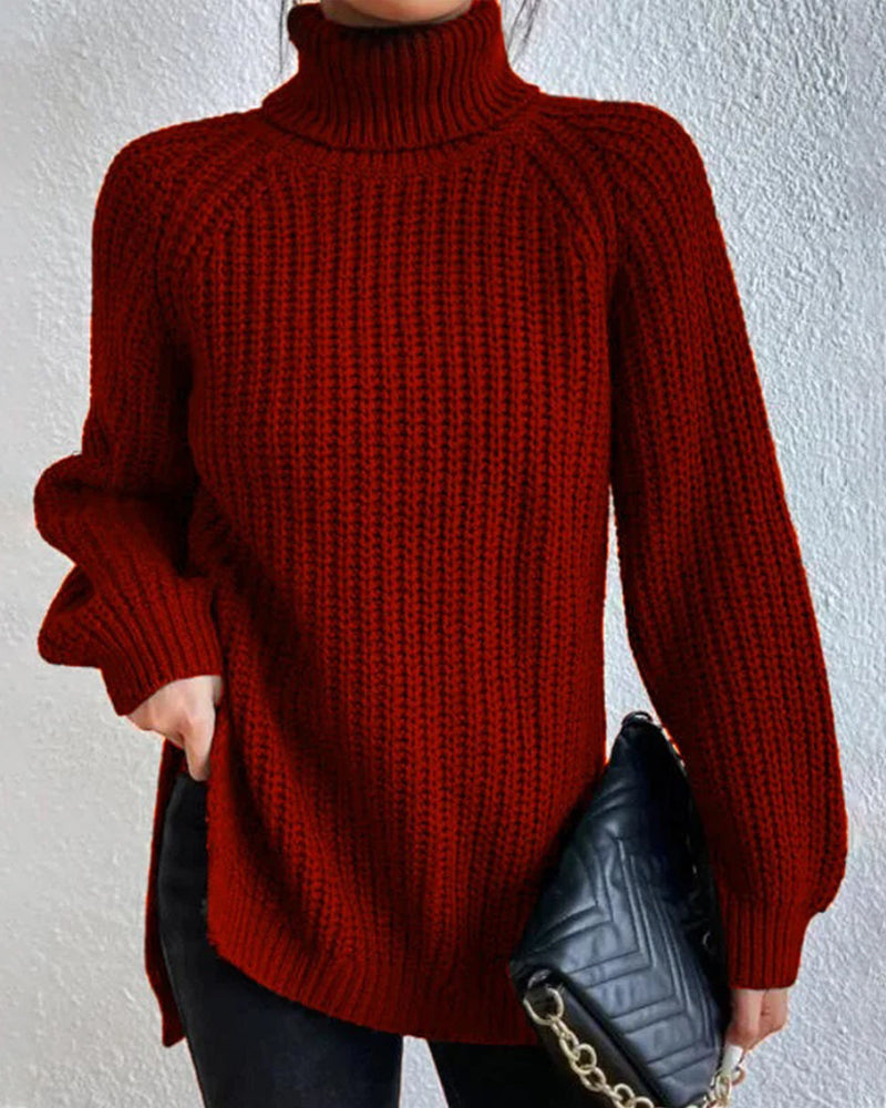 Millicent | Gemütlicher Rippstrick-Stehkragenpullover