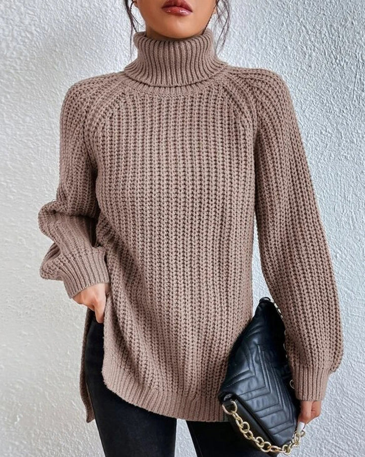 Millicent | Gemütlicher Rippstrick-Stehkragenpullover