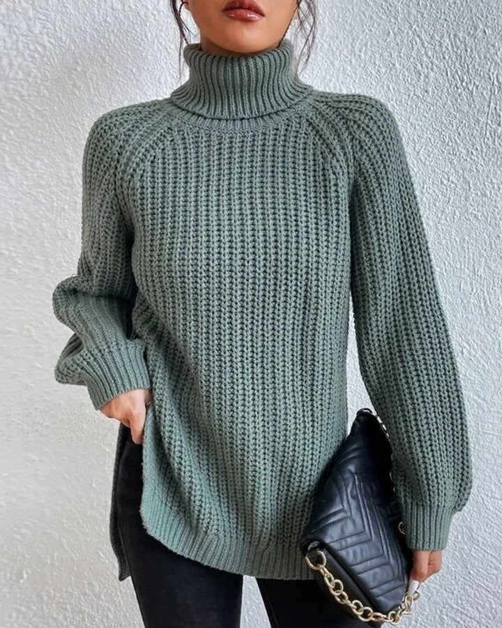 Millicent | Gemütlicher Rippstrick-Stehkragenpullover
