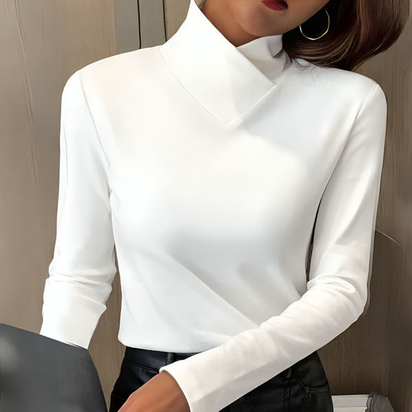 Rosemarie | Drapiertes V-Ausschnitt-Turtleneck-Top