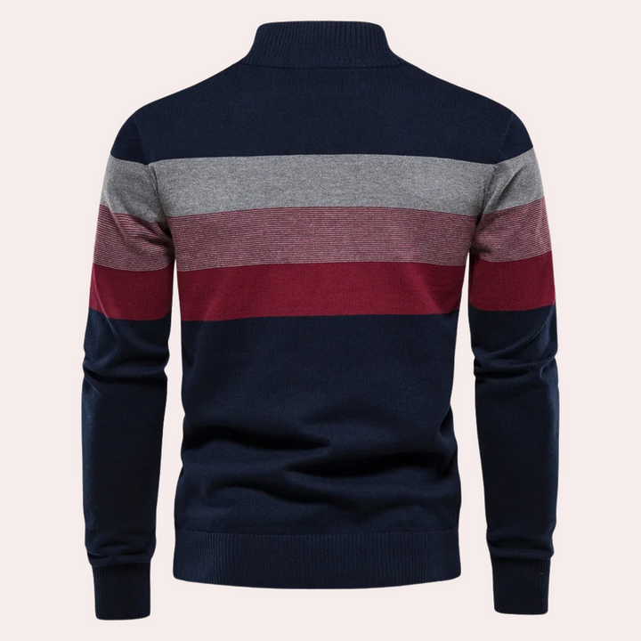 Lennarts | Halber Reißverschluss-Pullover – Stilvolle Streifen für Herren
