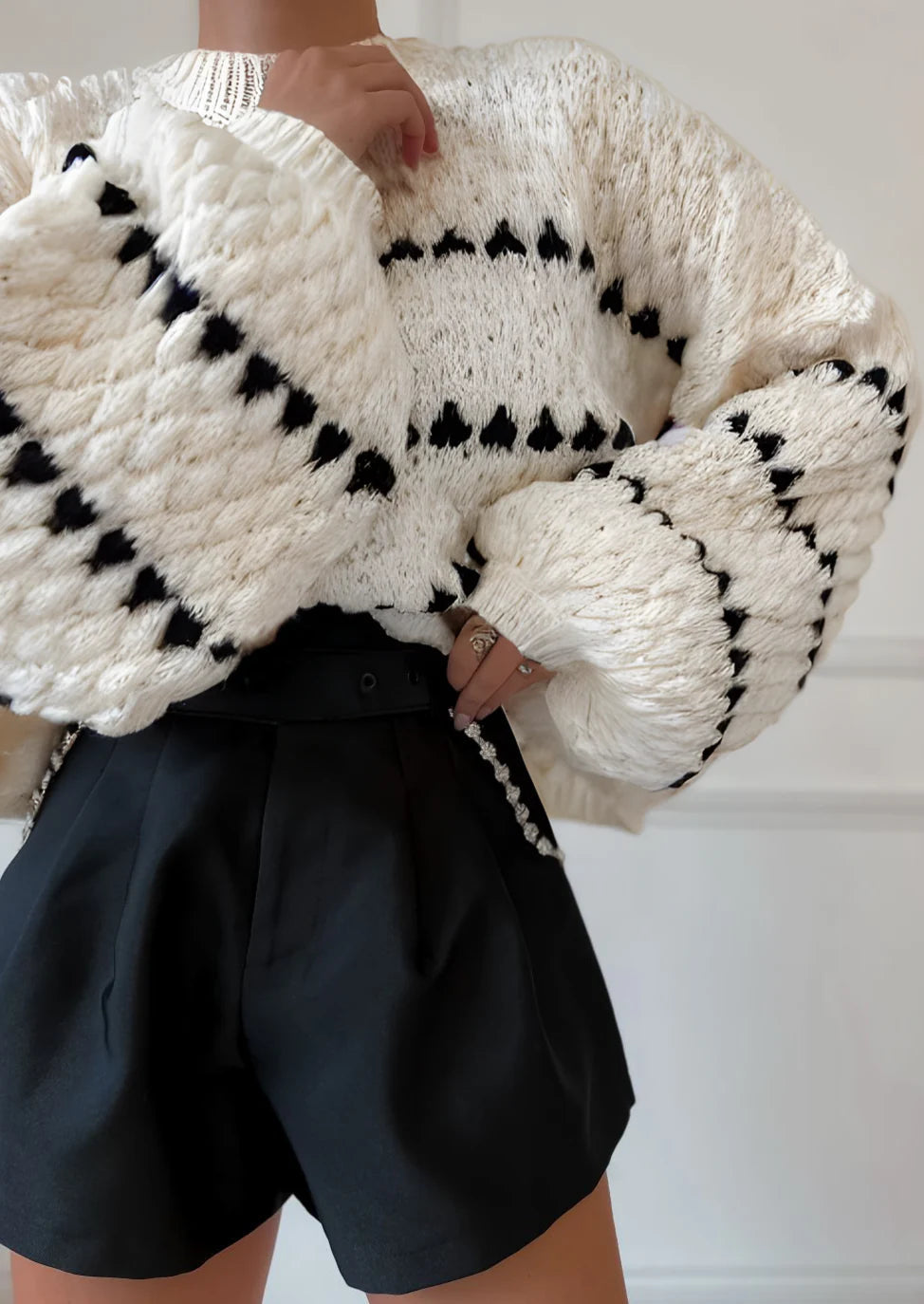 Faye | Strukturierter Rundhalsausschnitt Pullover
