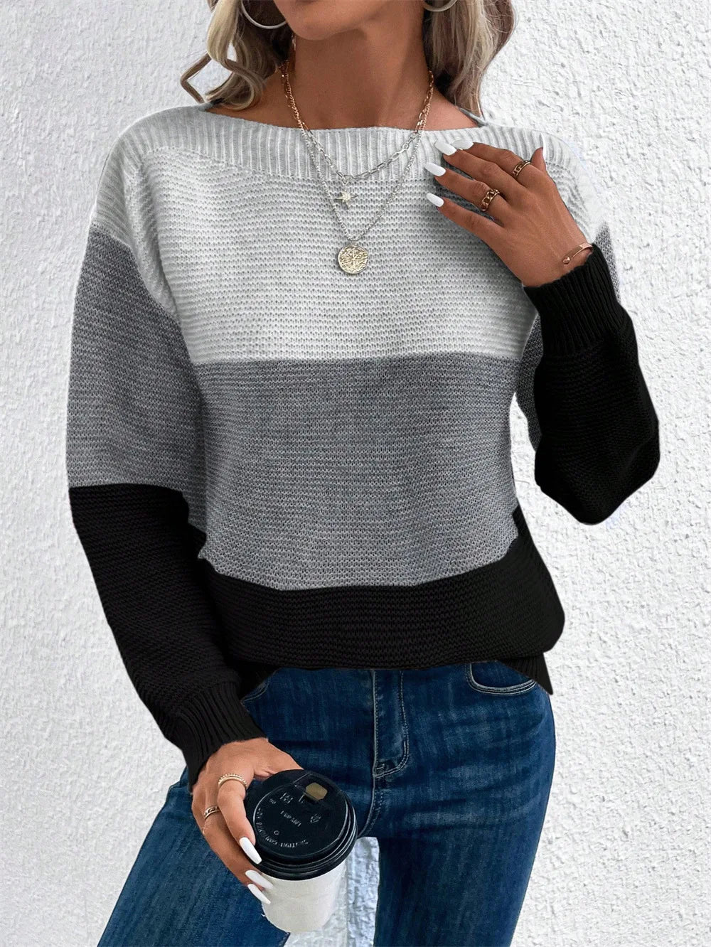 Carys | Farbblock Boot-Ausschnitt Pullover
