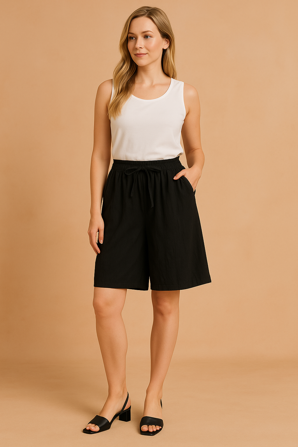 Fina -Shorts mit einem losen Schnitt und einer Bindung an der Taille