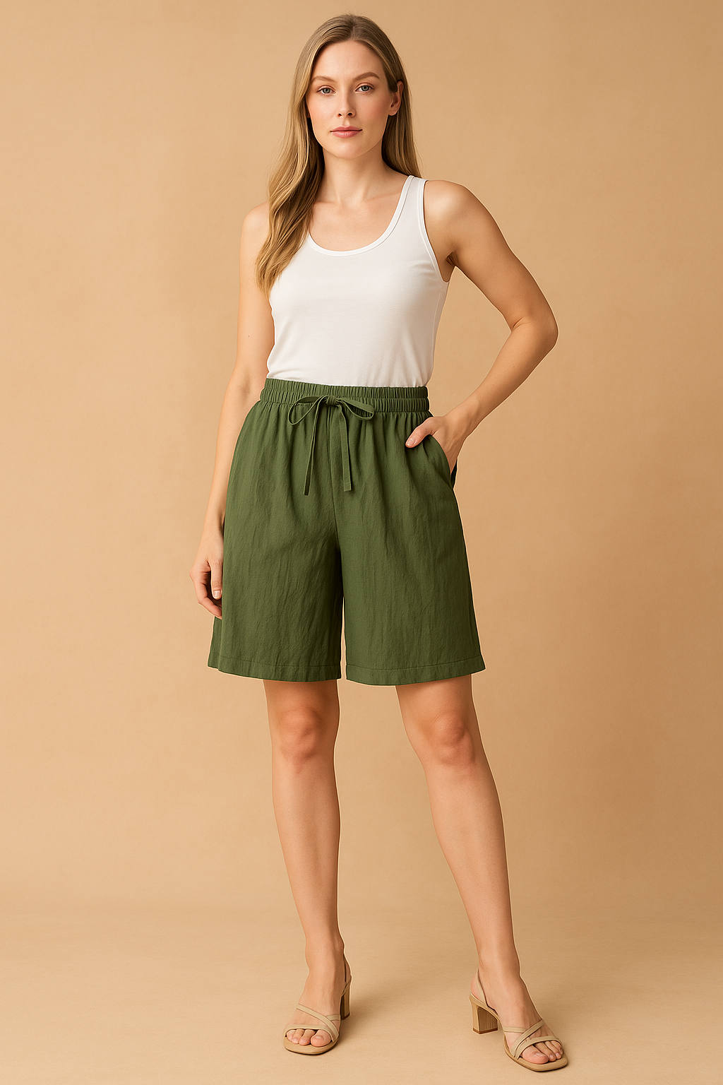 Fina -Shorts mit einem losen Schnitt und einer Bindung an der Taille