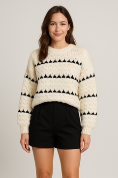 Faye | Strukturierter Rundhalsausschnitt Pullover
