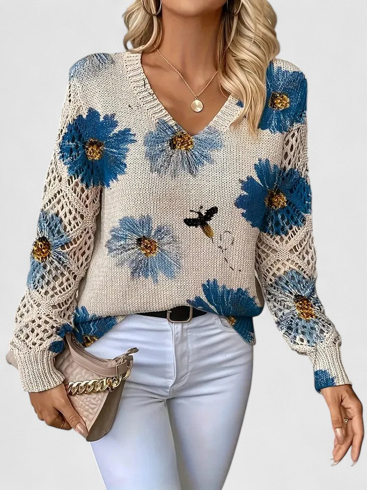 Kathleen | Floral Offene Strickjacke