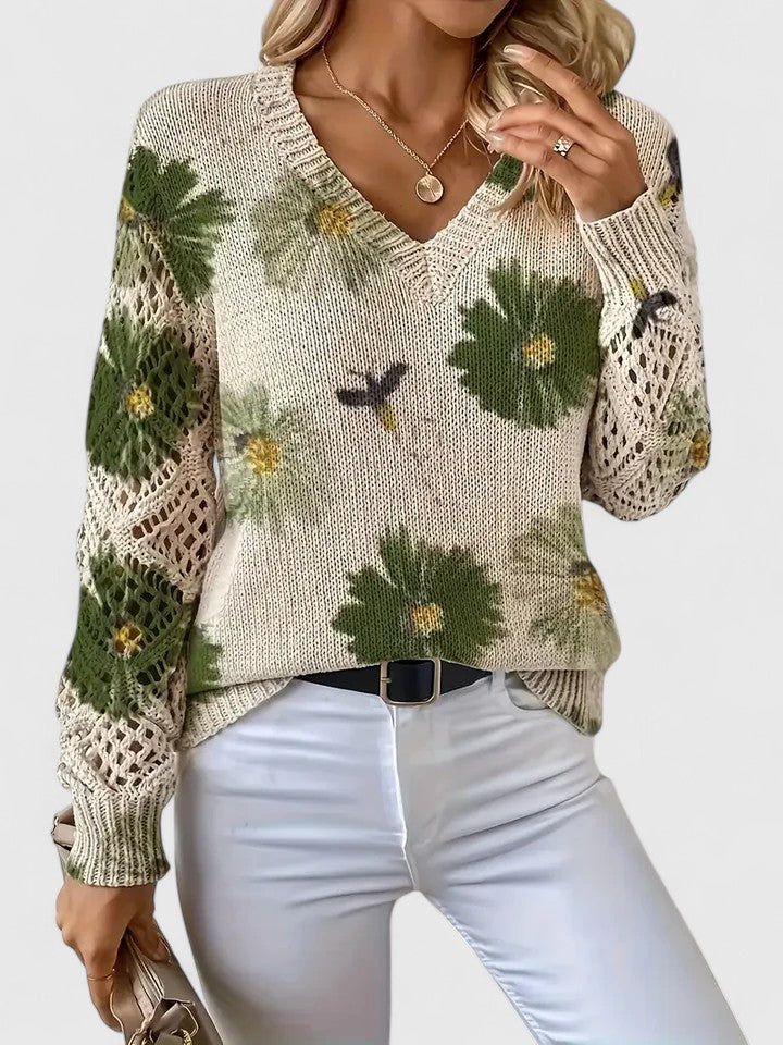 Kathleen | Floral Offene Strickjacke