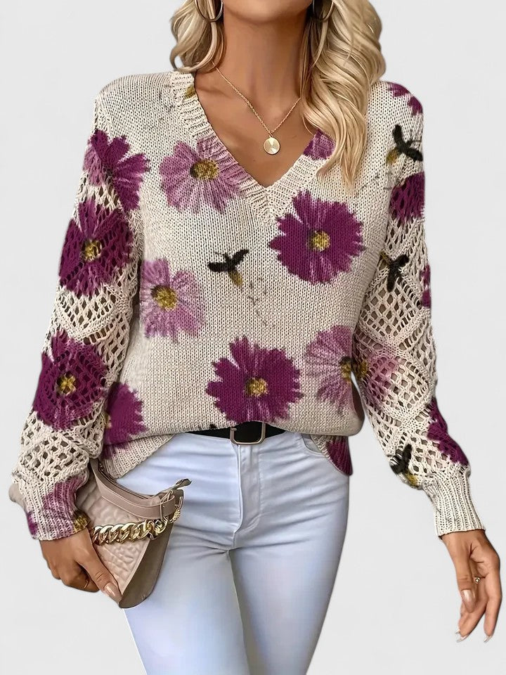 Kathleen | Floral Offene Strickjacke