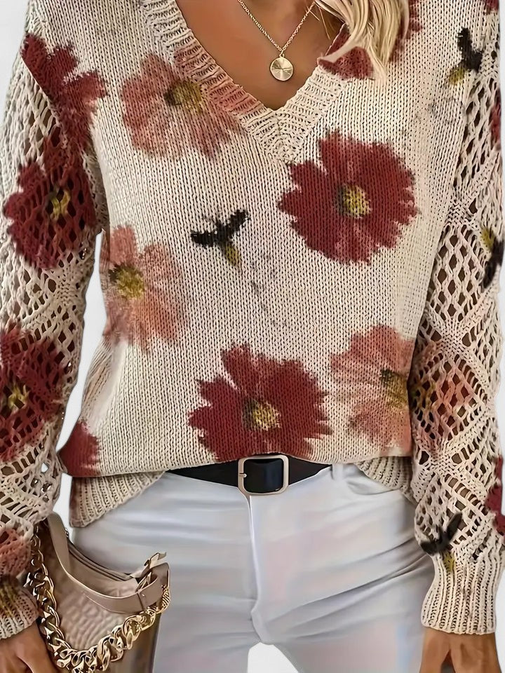 Kathleen | Floral Offene Strickjacke