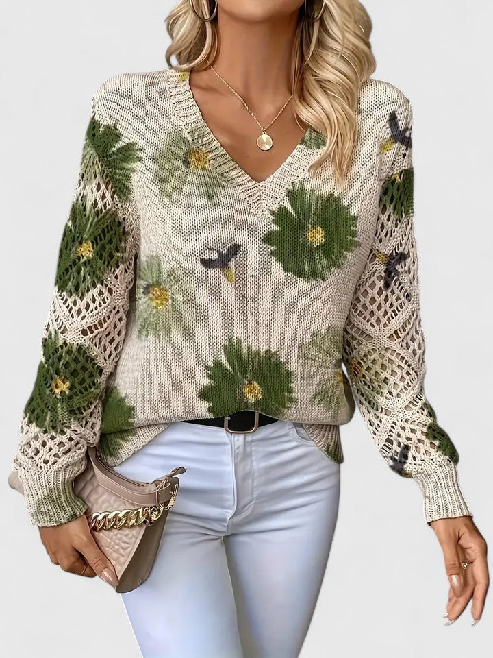 Kathleen | Floral Offene Strickjacke
