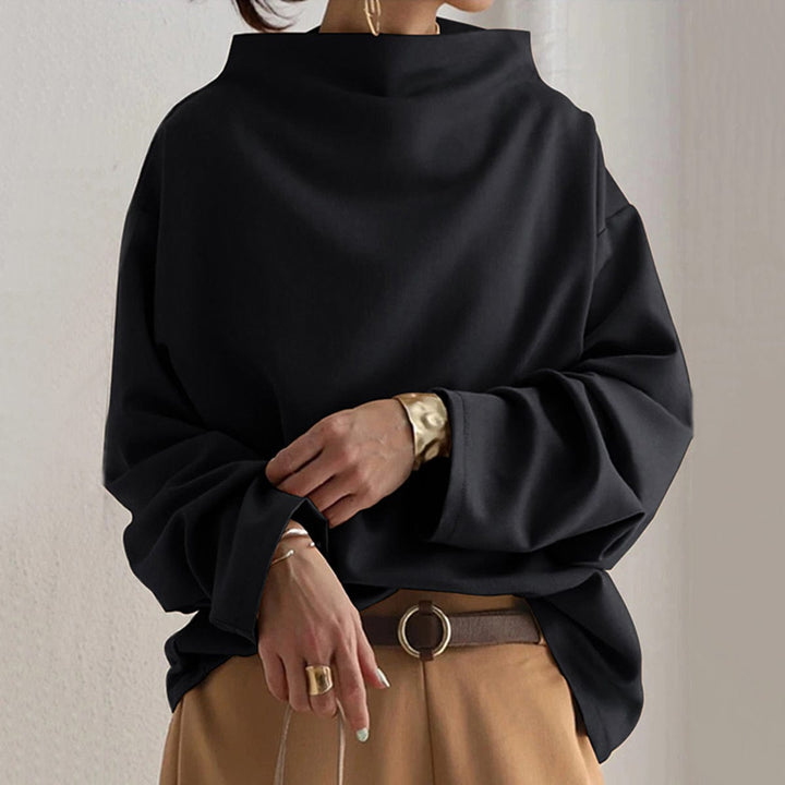 Joan | Drapierte Hochkragen-Bluse