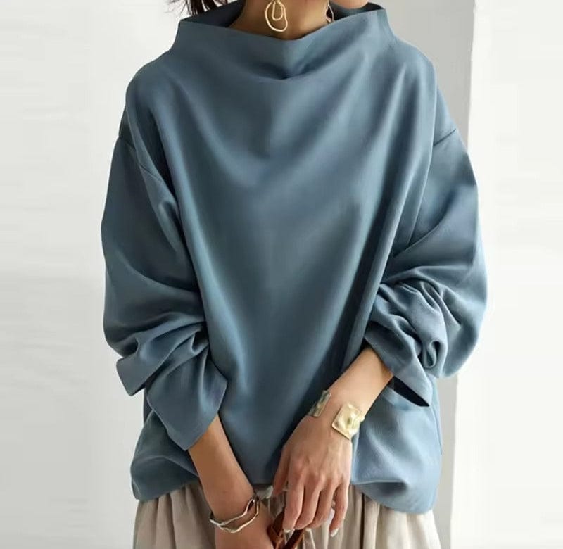 Joan | Drapierte Hochkragen-Bluse
