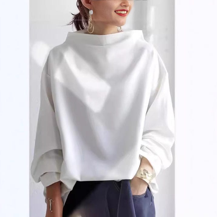 Joan | Drapierte Hochkragen-Bluse