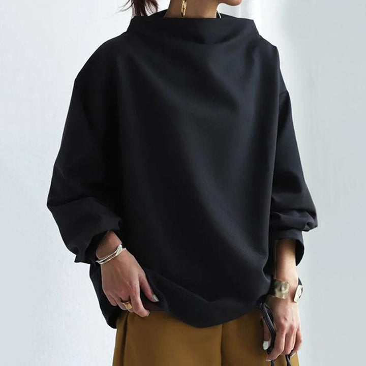 Joan | Drapierte Hochkragen-Bluse