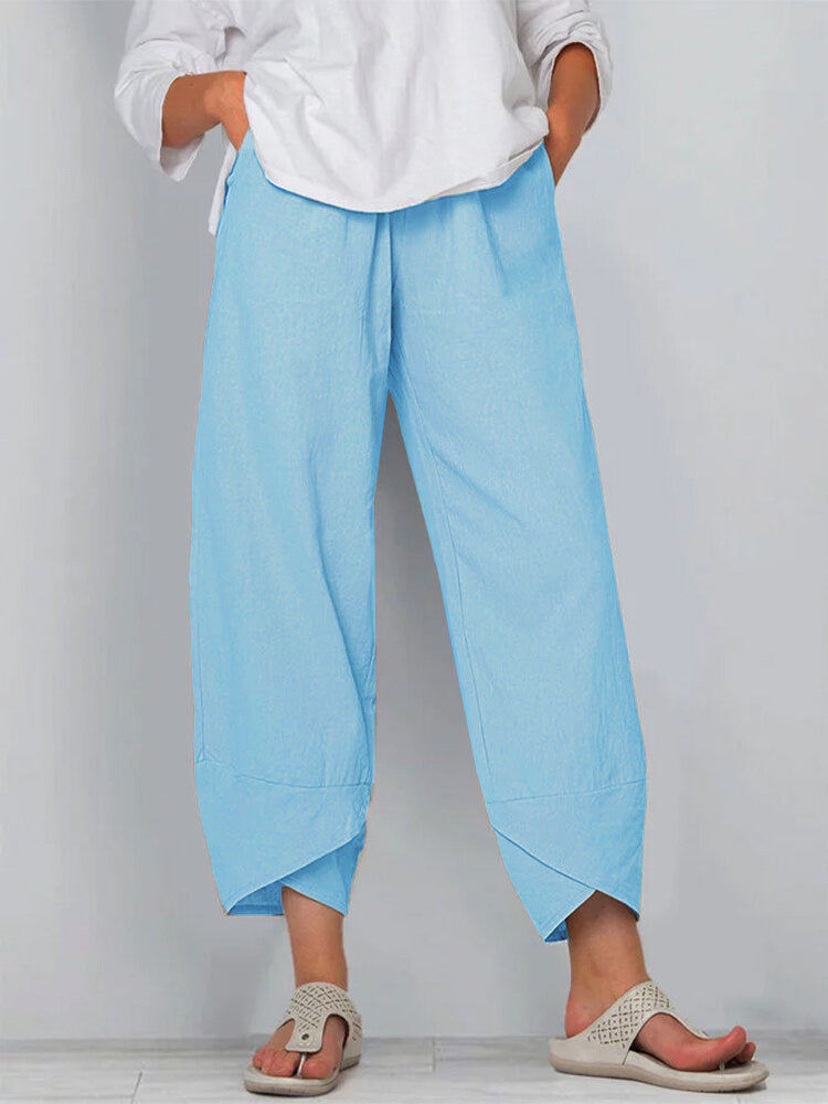 Syndra – Luftige Baumwoll-Leinen Hose mit weitem Bein