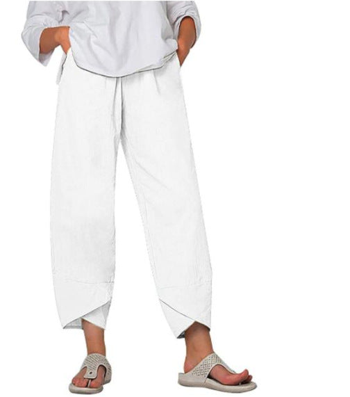 Syndra – Luftige Baumwoll-Leinen Hose mit weitem Bein