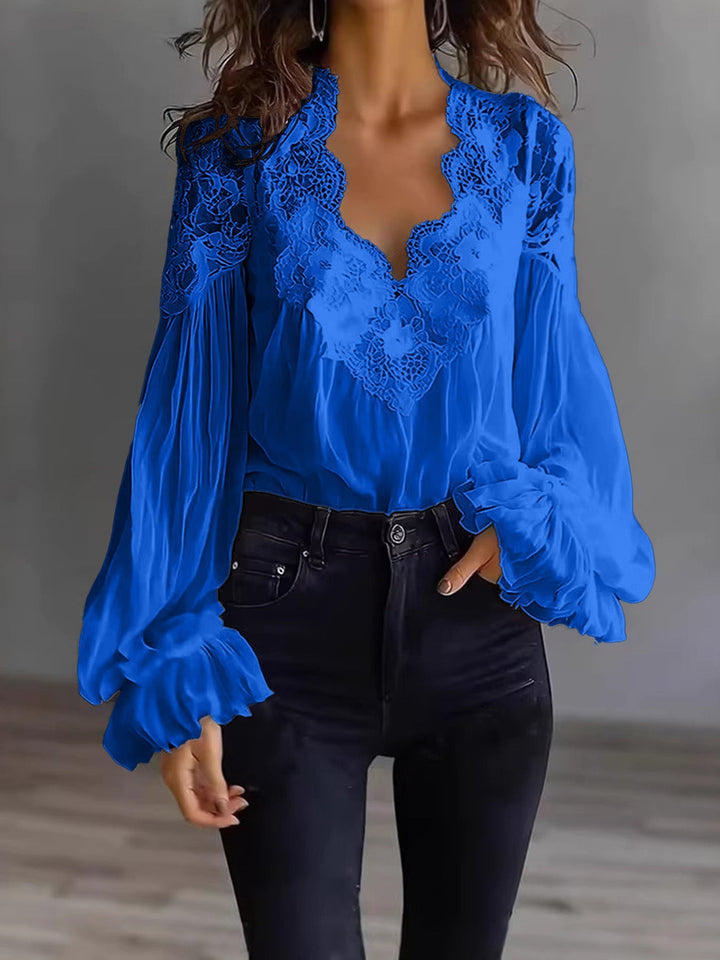 Joelle | Elegante Spitzenbluse mit Puffärmeln