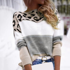 Stephanie | Gestrickter Pullover mit Leopardenmuster für Damen