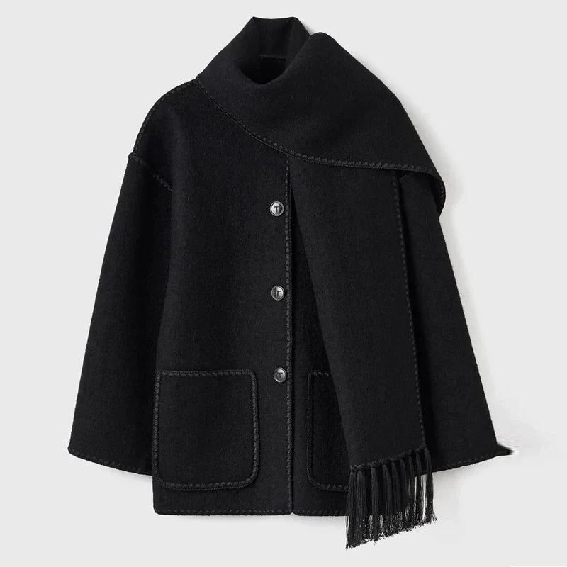 Hermia | Eleganter Damenmantel mit Schal – Stilvoller Wintermantel