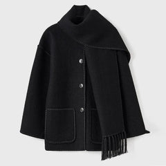 Hermia | Eleganter Damenmantel mit Schal – Stilvoller Wintermantel